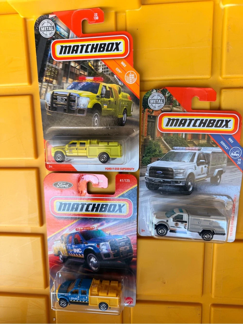 Matchbox Yellow and White Ford Trucks Toy Set